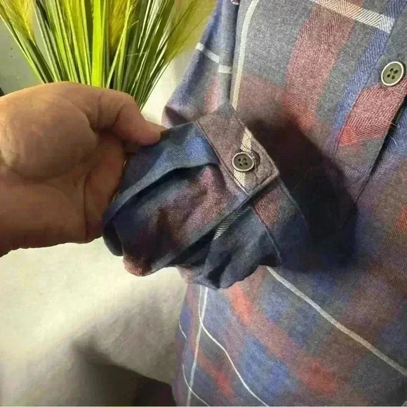 Anthropologie Cloth & Stone Plaid Ruffle V Neck Shirt Dress Size Small - Picture 5 of 13